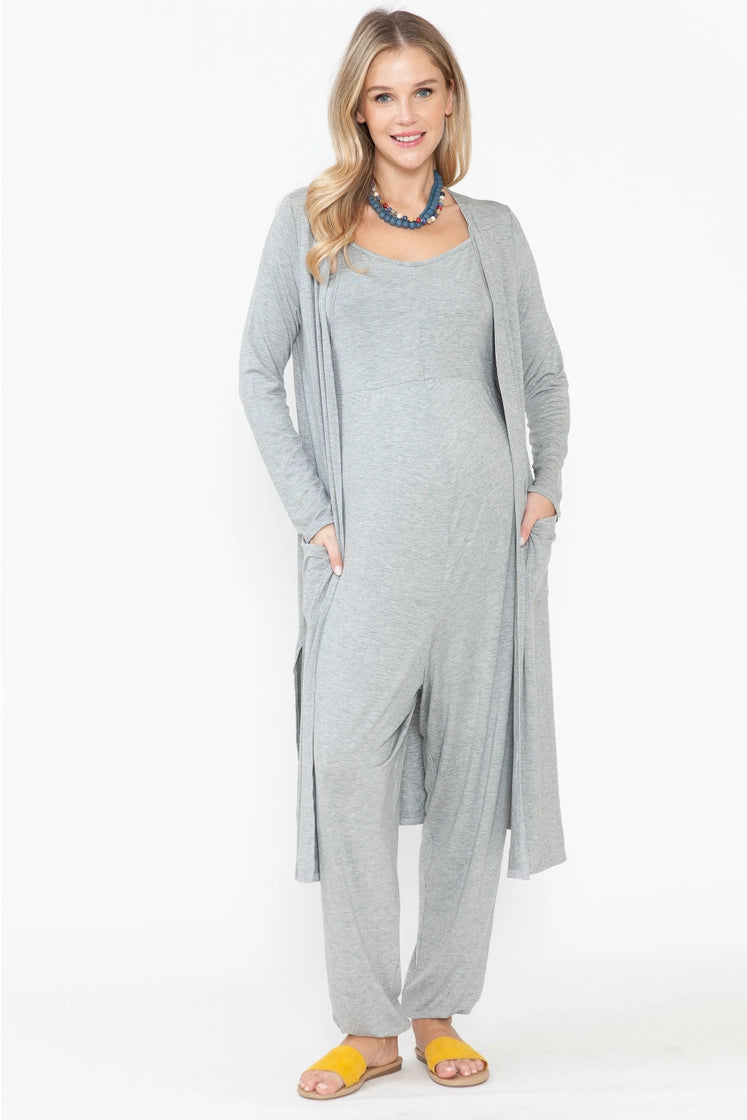 Grey maternity jumpsuit online