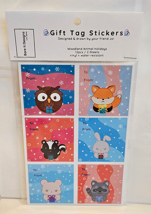 Woodland Animal Holiday Gift Tag Stickers