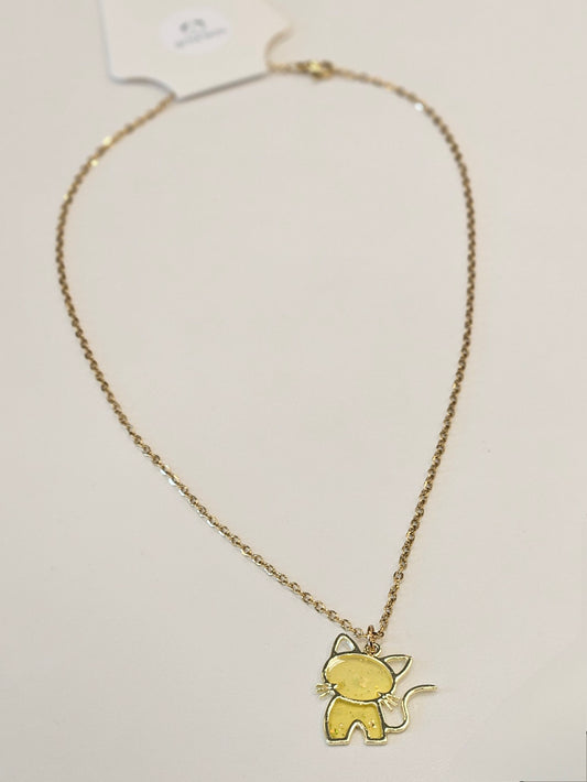 Cat Necklace with Gold Chain