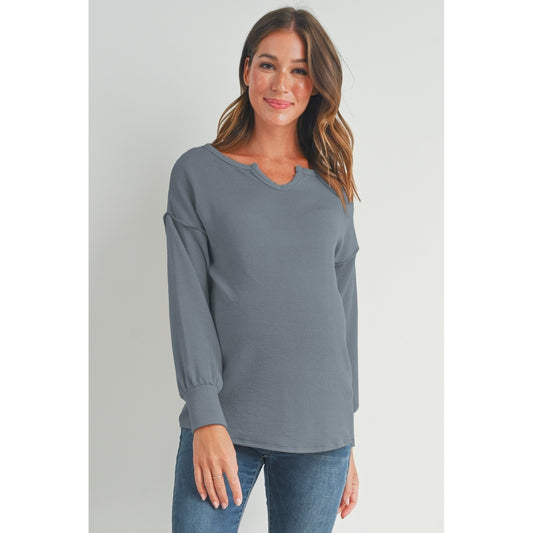 Haisley Relaxed Knit Top in Silver