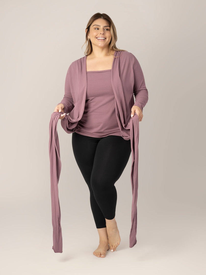 Organic Cotton Skin To Skin Long Sleeve Wrap Top in Twilight