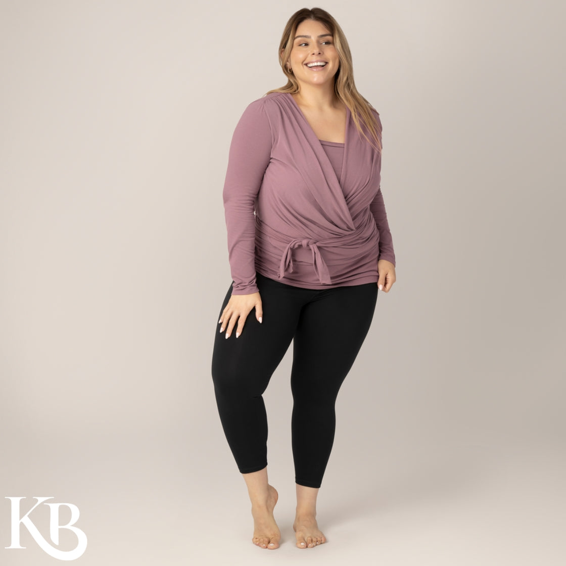 Organic Cotton Skin To Skin Long Sleeve Wrap Top in Twilight