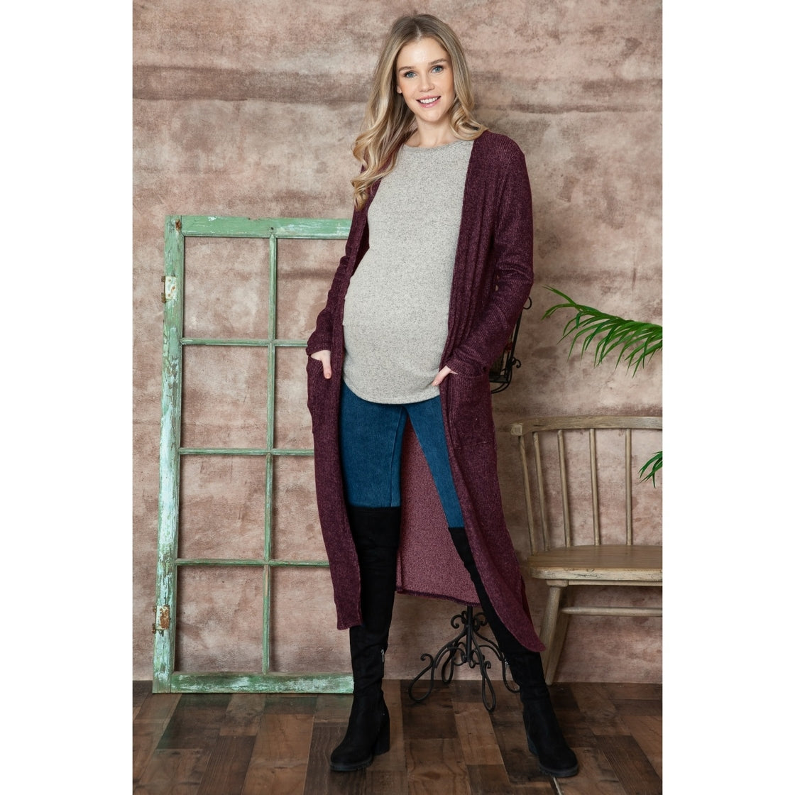 Miriam Burgundy Maxi Cardigan