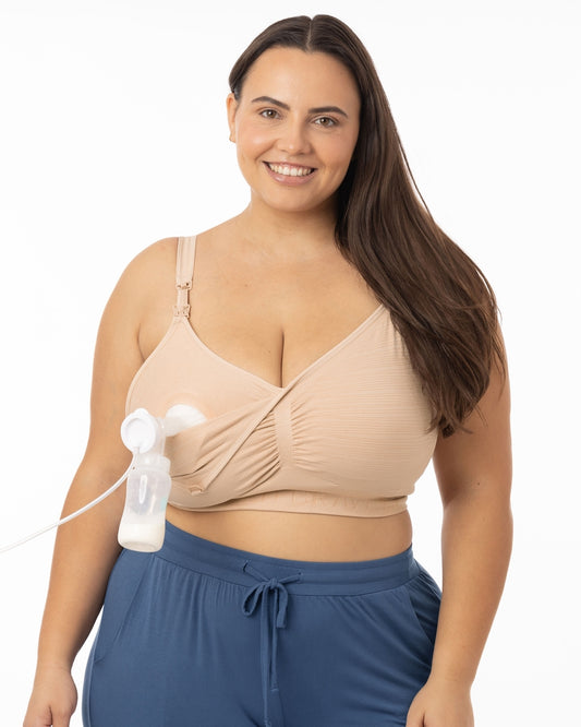 Sublime® Hands-Free Pumping & Nursing Bra in Beige