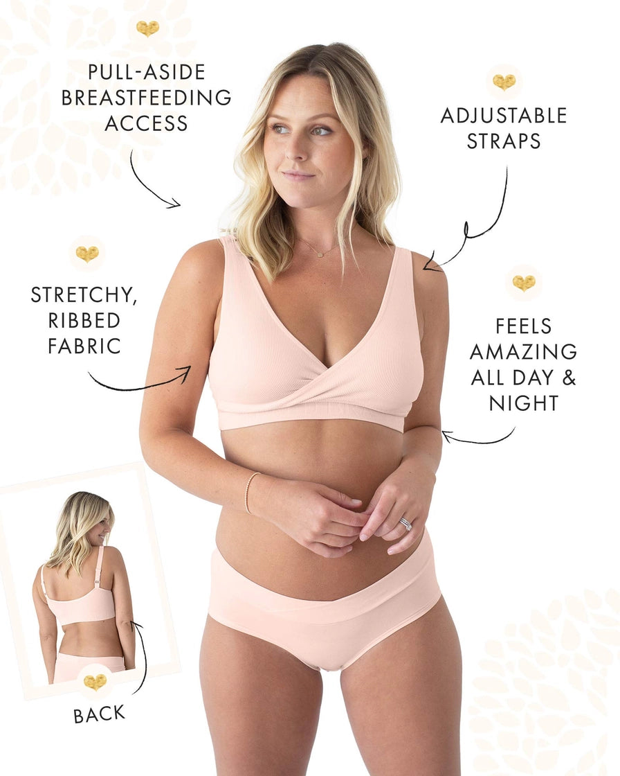 Sublime® Adjustable Crossover Nursing & Lounge Bra in Soft Pink