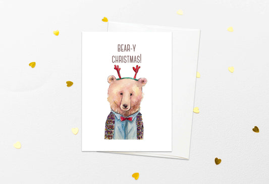 Antler Bear Christmas Card