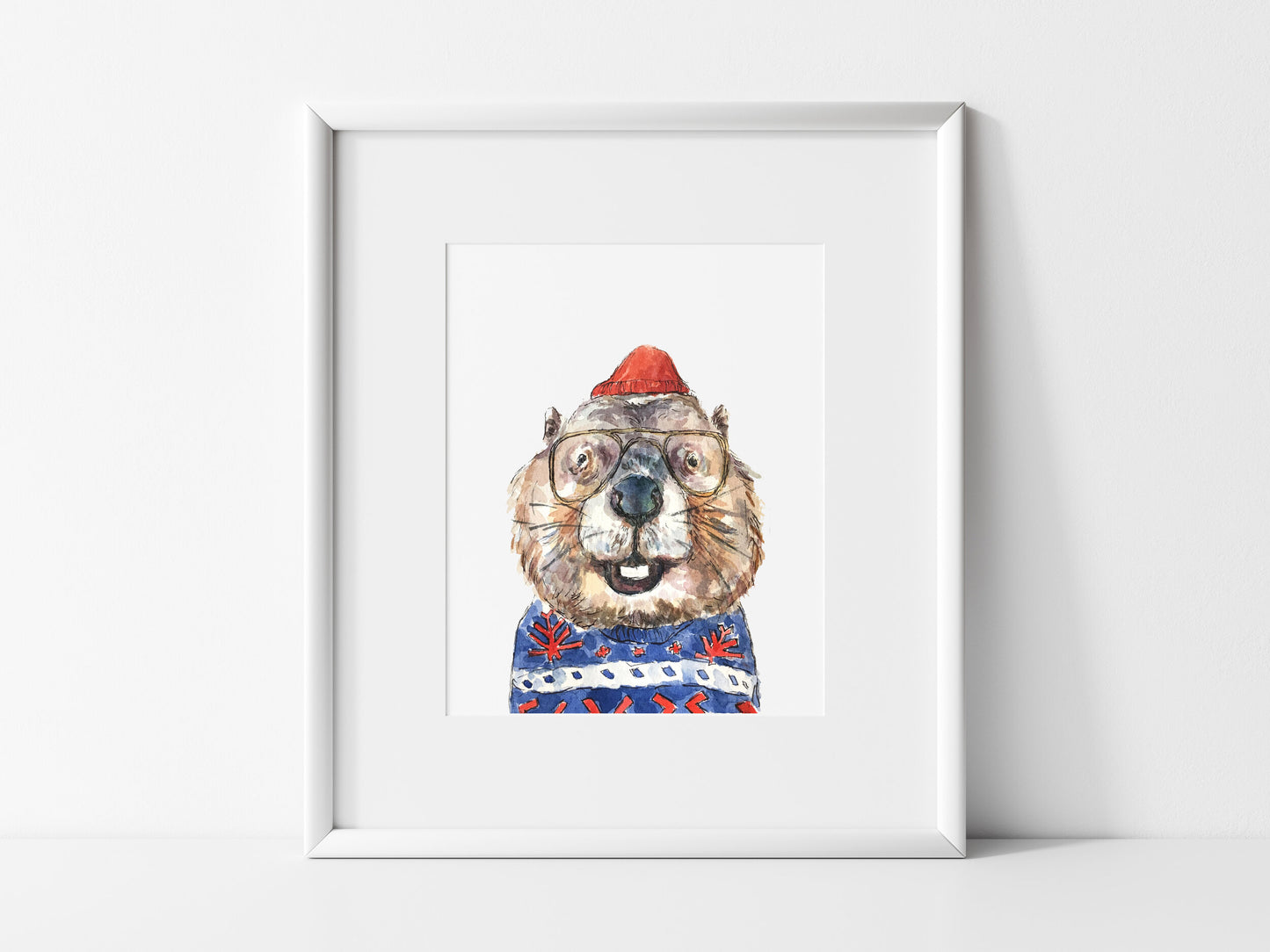 Beaver with Glasses Print