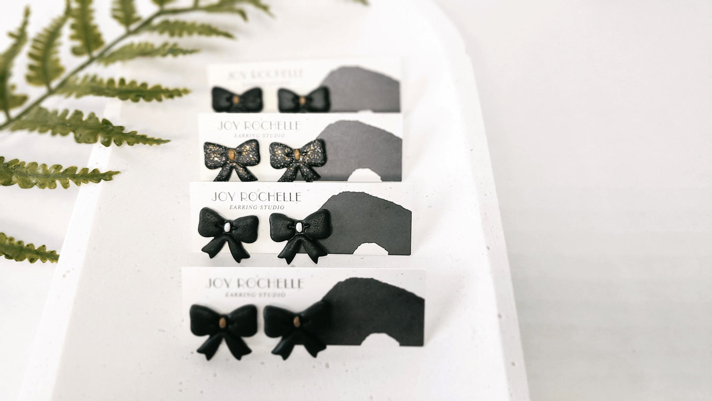 Black and Gold Bow Studs