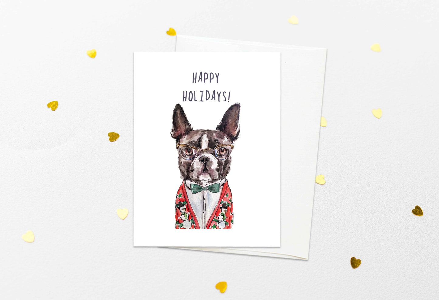 Boston Terrier Holiday Card