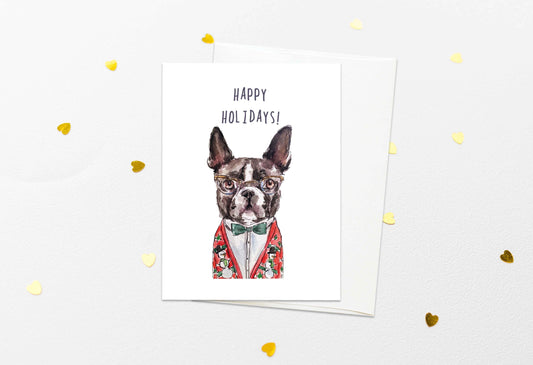 Boston Terrier Holiday Card