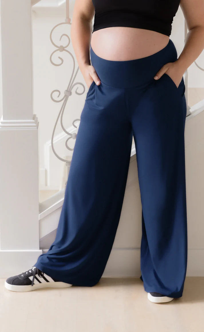 Bamboo Wide Leg Navy Lounge Pant