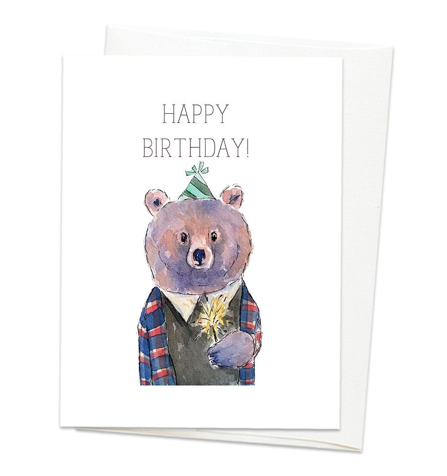 Purple Birthday Bear Card