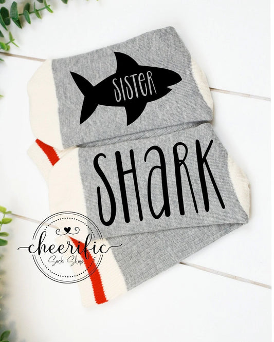 Sister Shark Socks in Light Grey