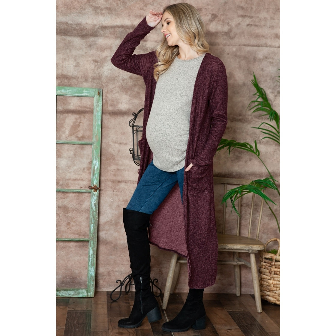 Miriam Burgundy Maxi Cardigan