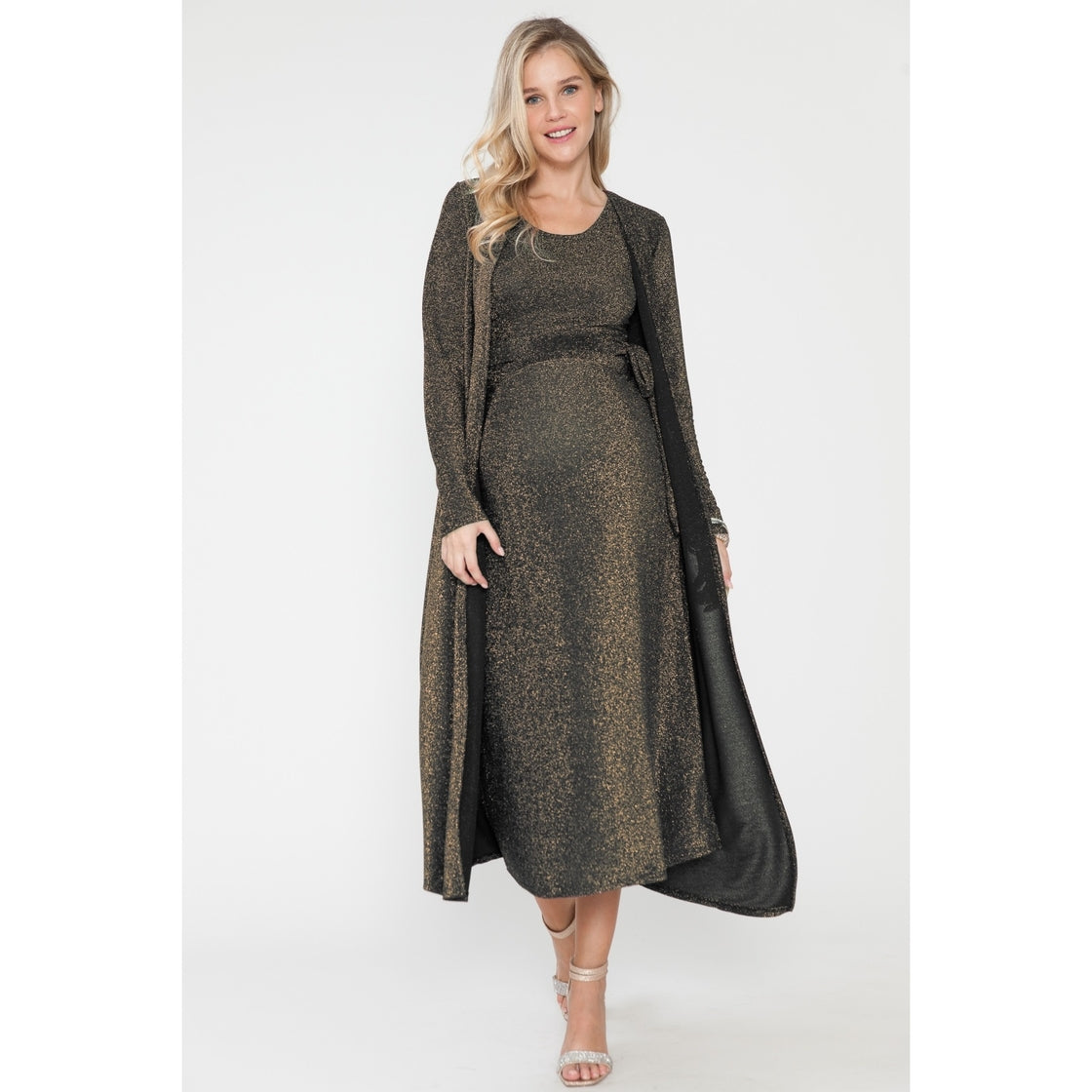 Kyla Gold Tank Top, Cardigan & Midi Skirt 3 Piece Set