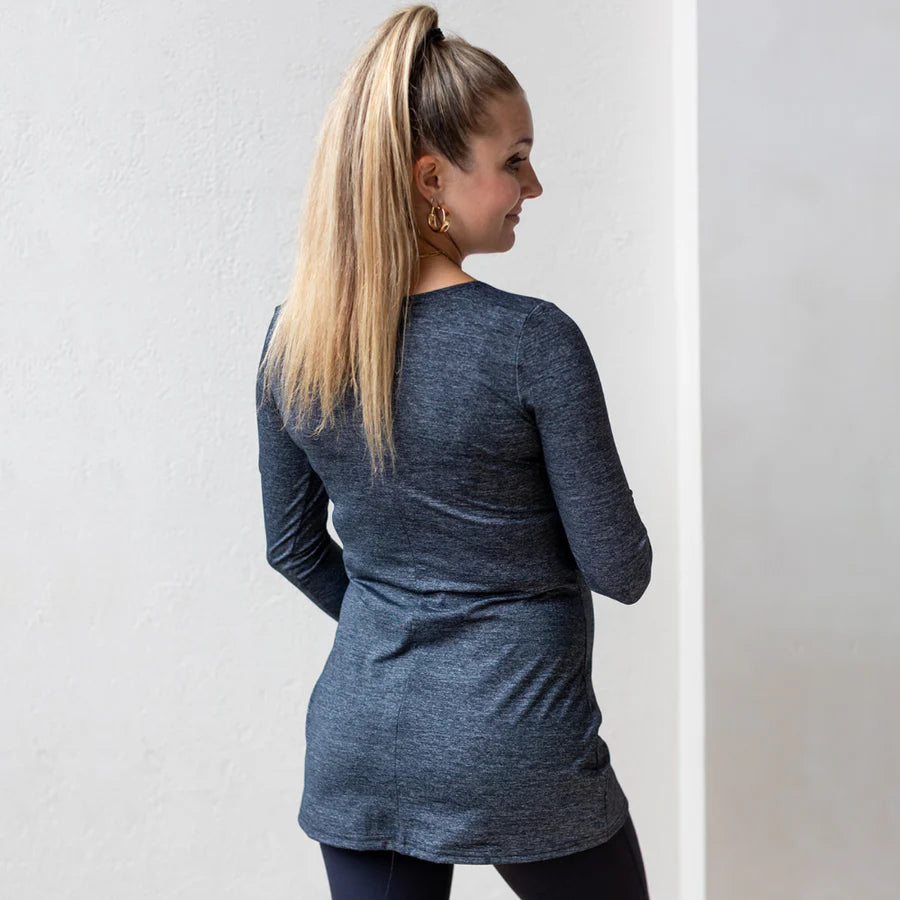 Emma Active Long Sleeve in Heathered Graphite Grey