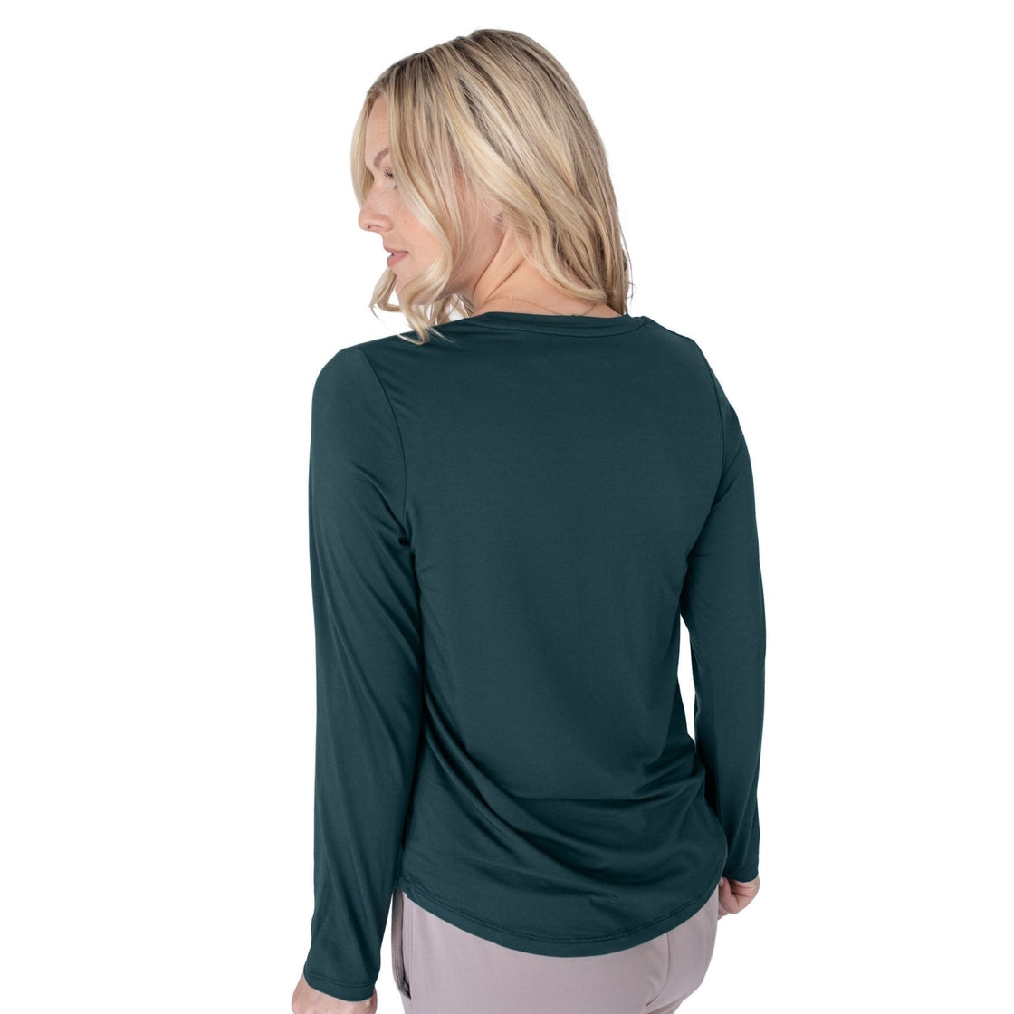 Bamboo Nursing & Maternity Long Sleeve T-Shirt in Evergreen