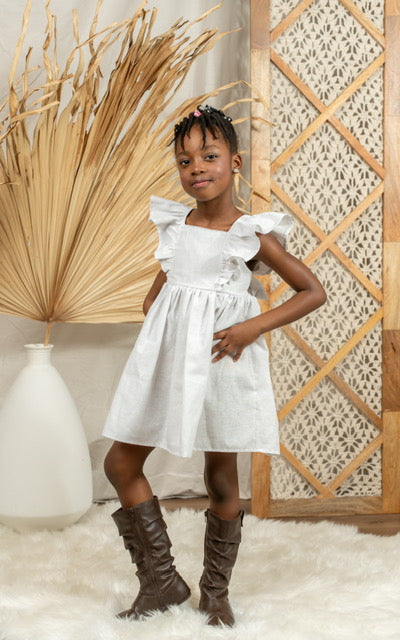 Kingsley Dress in White Sparkle