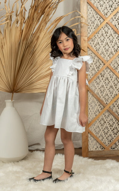 Kingsley Dress in White Sparkle