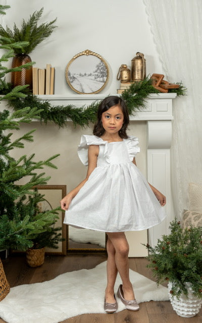 Kingsley Dress in White Sparkle