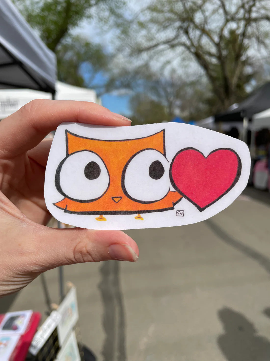 Owl With A Heart Sticker