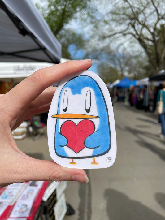 Penguin With A Heart Sticker