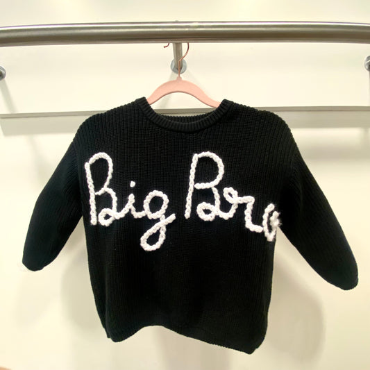 Big Bro Embroidered Knit Sweater in Black